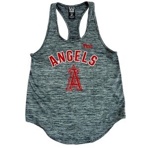 Victoria’s Secret Pink MLB LA Angels baseball  marled- gray racerback tank MED